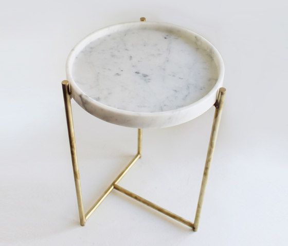 Gold side table with marble top